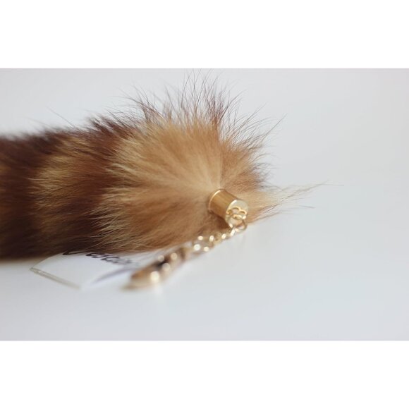 ⚡Brown with Black Strip Real Fox Tail Fur Clasp Fashion Charm Cosplay Toy - Picture 4 of 6